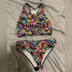 Primark Girls Swimsuit Tropical “Summer” Two Piece Bathing suit Set 10/11 years